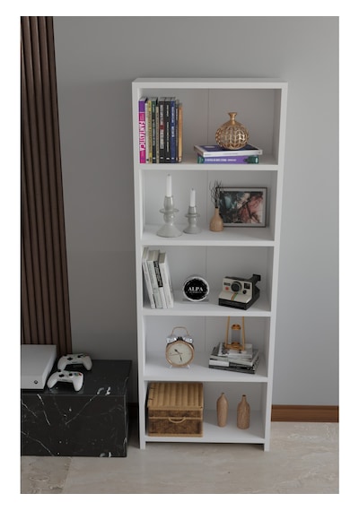 5 Raflı Kitaplık Dekoratif Çok Amaçlı Düzenleyici Raf 150 Cm Salon Çalışma Odası Raf Beyaz 5 Raflı Kitaplık Dekoratif Çok Amaçlı Düzenleyici Raf 150 Cm Salon Çalışma Odası Raf Beyaz
