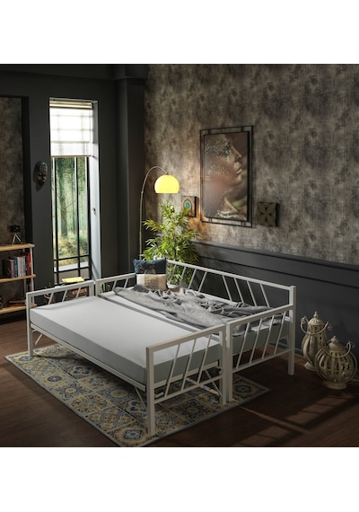 Bedliga Glory Yavrulu Daybed Tek-Çift Kişilik Metal Karyola Beyaz
