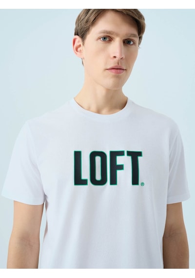 Loft Regular Fit Beyaz-yeşil Erkek T-shirt Lf2040075 Beyaz - Yeşil