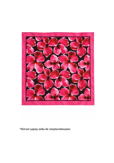 Tarzını Seç Fuşya Manolya Çift Taraflı Baskılı Fular 70 X 70 Cm