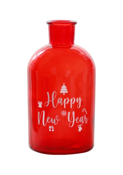 Happy New Year Kırmızı Vazo Kırmızı Kırmızı
