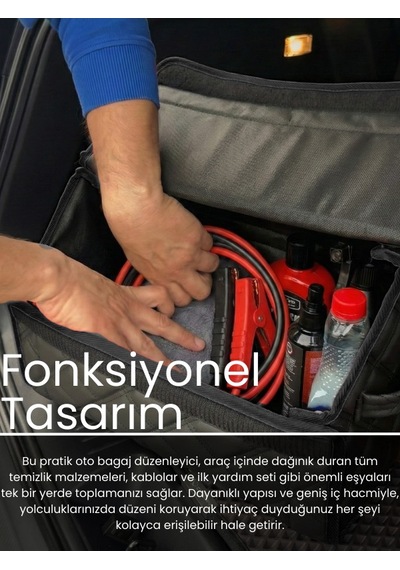 Araç Bagaj Düzenleyici Organizer Deri Kaymaz Cırt Bantlı Geniş Hacimli Çanta,su Geçirmez A6