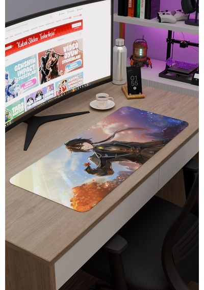 Zhongli Genshin Impact Anime Gacha V5 - 70x30 Xl Gaming Mouse Pad Fare Altlığı
