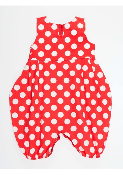 Denokids Kırmızı Beyaz Puanlı Kız Balon Tulum Çok Renkli