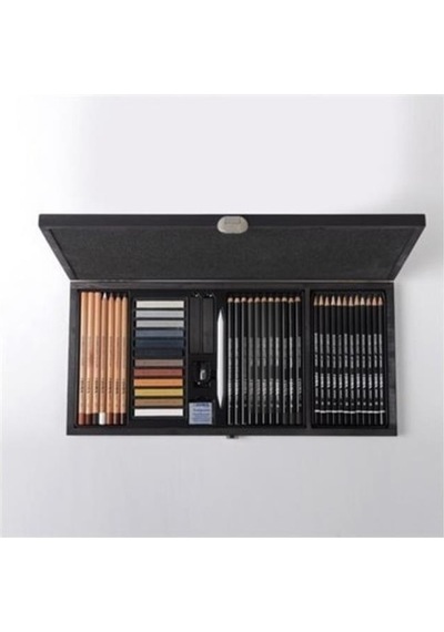 Lyra Drawing 47 Parça Ahşap Kutulu Eskiz Çizim Seti / L2054001 Çok Renkli