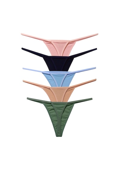 Alya Underwear Kadın Ipli Tanga Külotlar - 5 Li Paket Sarı, Mor, Mint, Somon,mavi 1301p P14
