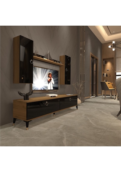 Decoraktiv Eko 7 Mdf Std Gold Tv Ünitesi Tv Sehpası Pera - Siyah