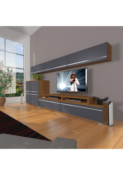 Decoraktiv Ekoflex 8 Mdf Tv Ünitesi Tv Sehpası Ceviz - Antrasit