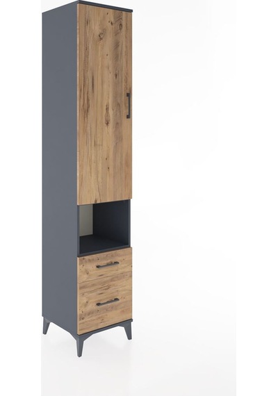 Hyperion Dolap 3 Raflı 2 Çekmeceli Tek Askılı 44x44x221 Antrasit-çam Antrasit Hyperion Dolap 3 Raflı 2 Çekmeceli Tek Askılı 44x44x221 Antrasit-çam Antrasit