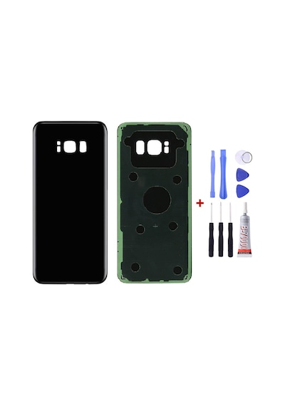 Samsung S8 Plus Siyah Uyumlu Arka Cam Kapak Pil Kapağı Tamir Set B7000 Set Siyah