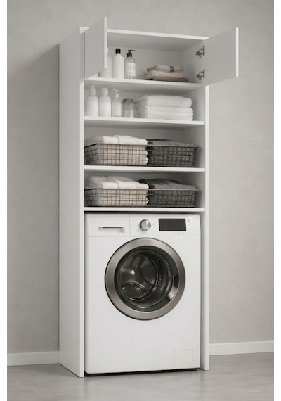 Rudu Lavin Çok Amaçlı Banyo Dolabı Düzenleyici 66x65x190 Cm 2 Kapaklı 4 Raflı Beyaz Rudu Lavin Çok Amaçlı Banyo Dolabı Düzenleyici 66x65x190 Cm 2 Kapaklı 4 Raflı Beyaz