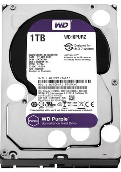 Wd Wd10purz Purple 1tb 64mb Sata3 6gb/s Hdd 7x24 Güvenlik Hard Disk-53620