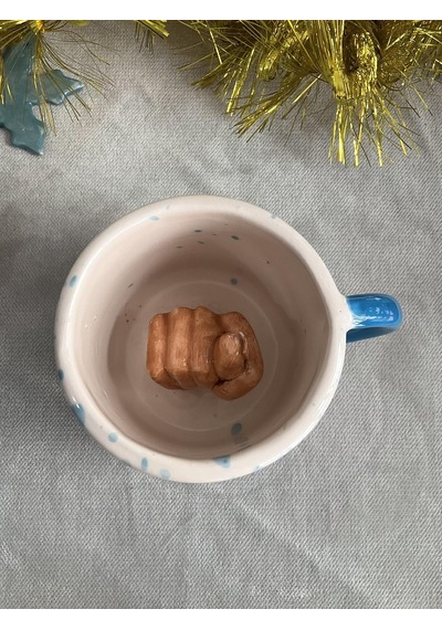 Nahl Kupa, El Yapımı Seramik Kupa, Düğün, Doğum Günü, Bebek Mevlidi, Ev Açılışı Hediyesi Açık Ahşap