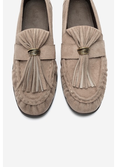 Luvi Shoes Marston Vizon Süet Püsküllü Kadın Loafer Ayakkabı