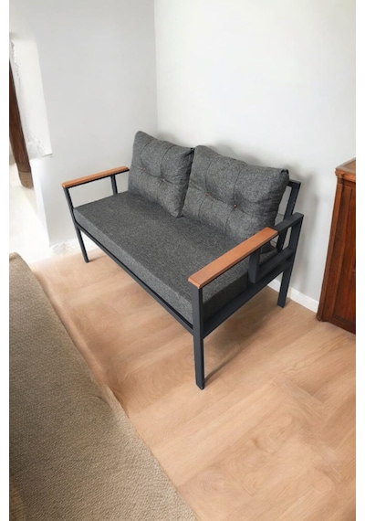 Pimango Pi Elize Tekli Bahçe Balkon Mobilyası 2'li 60 x 120 CM Antrasit