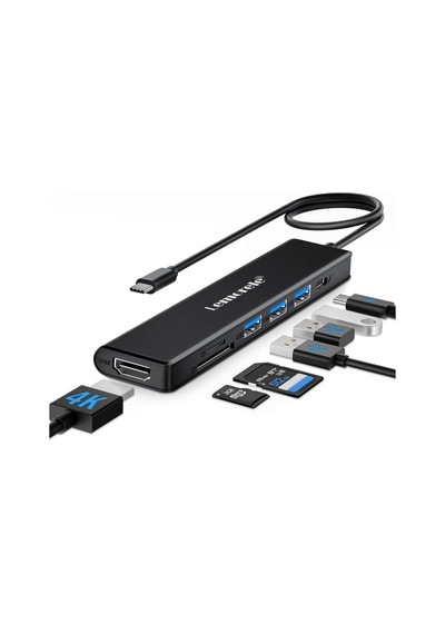 Lemorele Tc70 7 İn 1 Type-c Hub Adaptör Çoğaltıcı 4k Hdmı 100w Pd Usb 3.0 Sd/tf Kart Okuyucu Type-c Çoklayıcı