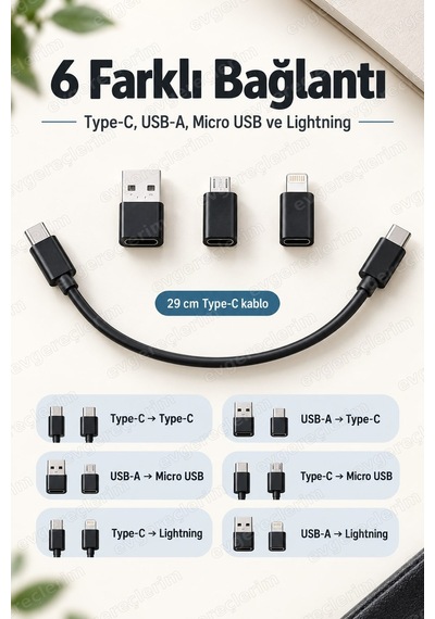 Kablo Dönüştürücü Seyahat Tipi 60w Usb Type-c Çoklu Şarj Seti