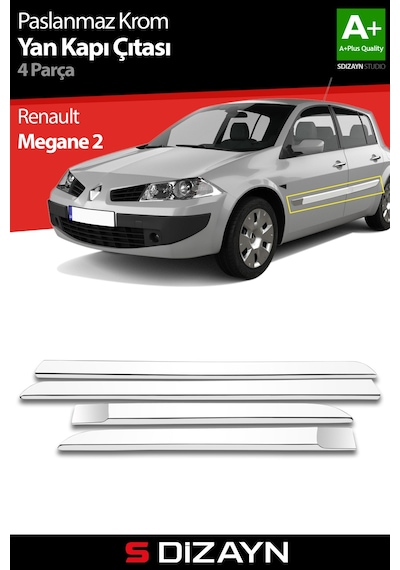 S-Dizayn Renault Megane 2 Krom Yan Kapı Çıtası 4 Prç 2004-2005