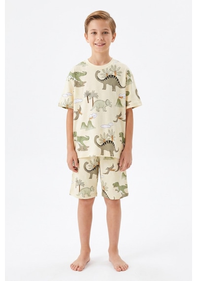 Modanino Erkek Çocuk %100 Pamuk Şortlu Pijama Takımı 8-13 Yaş 12715ıs Krem