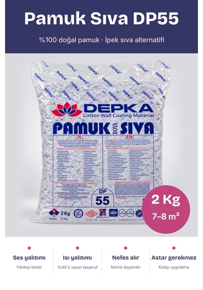 Depka Pamuk Sıva Dp55 2 Kg 7-8 M² İpek Sıva Alternatifi Isı Ve Ses Yalıtımlı Dekoratif Sıva