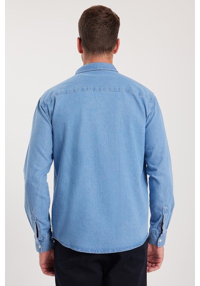 Tudors Erkek Relax Fit Rahat Kesim Spor Yaka Çift Cep Kapaklı Denim Gömlek-37941 Açık Mavi Tudors Erkek Relax Fit Rahat Kesim Spor Yaka Çift Cep Kapaklı Denim Gömlek-37941 Açık Mavi