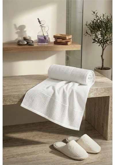 Esila Serisi Beyaz Renk Banyo Havlusu 90 X 150 Premium Yumuşak Dokulu %100 Organik Pamuk Beyaz - 890563692 Beyaz