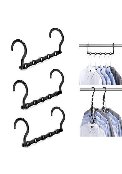 Microcase 5 Delikli Çok İşlevli Katlanabilir Askı Düzenleyici Organizer 3 Adet Al5358 Siyah