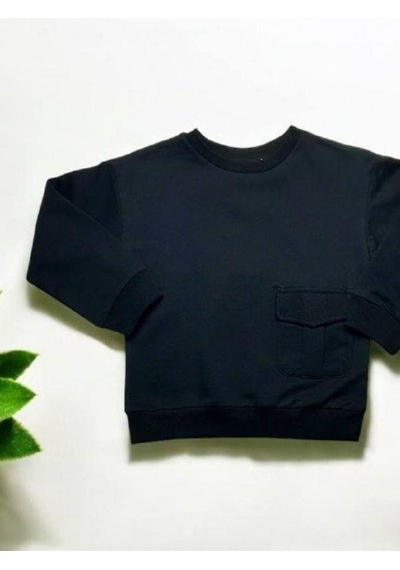 Çikoby Erkek Çocuk Cep Detaylı Sweatshirt-14879 Siyah
