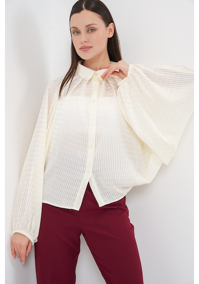 Bigdart Kadın Yarasa Kol Oversize Gömlek 20368 - Ekru