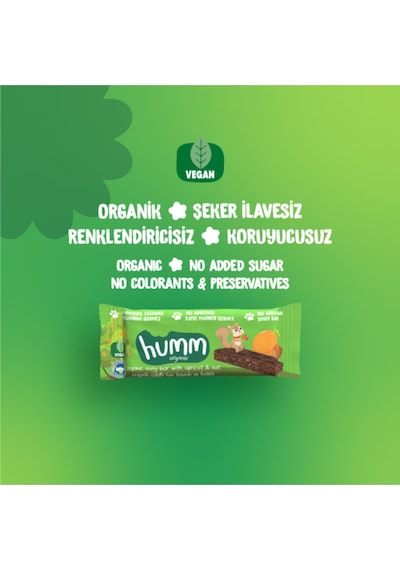 Hummorganic Organik Vegan Kayısılı ve Fındıklı Yulaf Bar Atıştırmalık Paketi - 6 adet