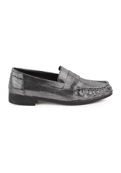 Mamma Mia Kadın Loafer Günlük Simli Metalik Slip-on Klasik Anne Ayakkabısı 26y-7365 Siyah
