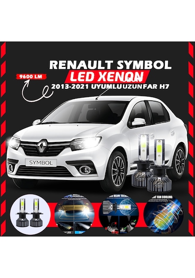 Renault Symbol 2013-2021 Uzun Far Uyumlu Şimşek Etkilii Led Xenon Pro Series H7