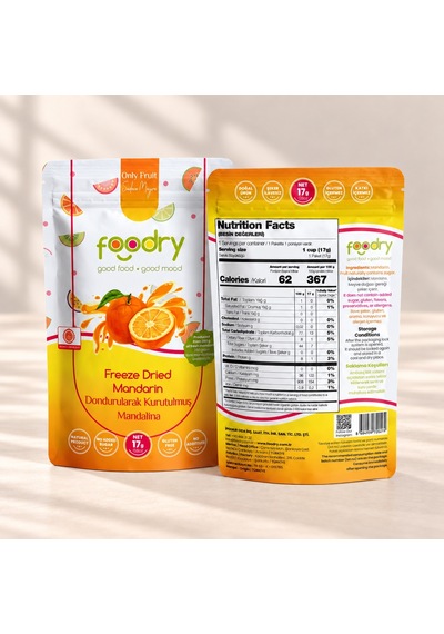 Foodry Dondurularak Kurutulmuş Mandalina Freeze Dry Mandarin Katkısız Çıtır Meyve Atıştırmalığı 17 G