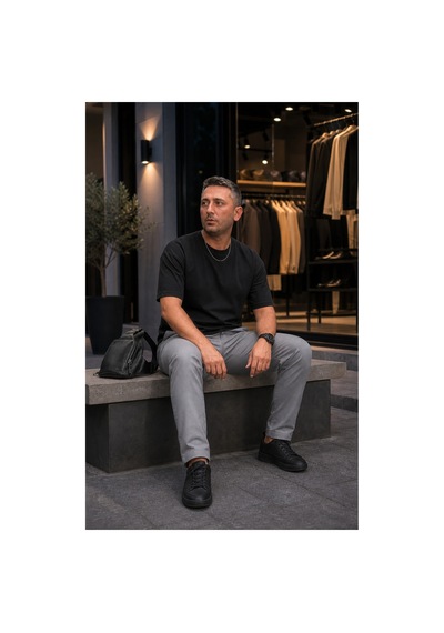 Modi Green Premium Oysho Regular Oversize Unisex Sıfır Yaka Kısa Kollu Tişört - Siyah
