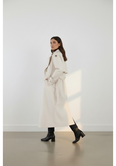Durivya Apoletli Oversize Trençkot Ekru