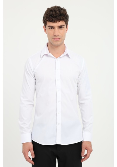 Dufy Erkek Slim Fit Uzun Kol Beyaz Gömlek-25992