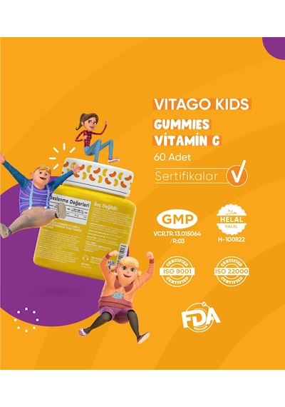 Vitago Kids Gummies C Vitamini 60 Adet Çiğnenebilir Jel