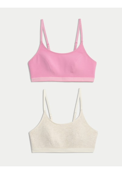 Marks & Spencer 2'li Pamuklu Crop Top İlk Sütyenim T33009602 Pembe
