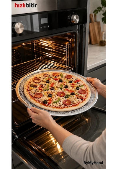 Bymyhand Metal Sanayi Tipi Profesyonel Pizza Tepsisi 32 Cm Çok Renkli