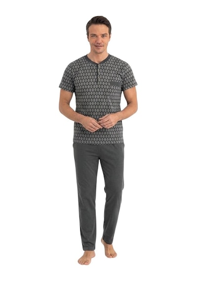 Seamlife Erkek %100 Pamuk Yazlık Kısa Kollu Pijama Takımı 9823 Gri