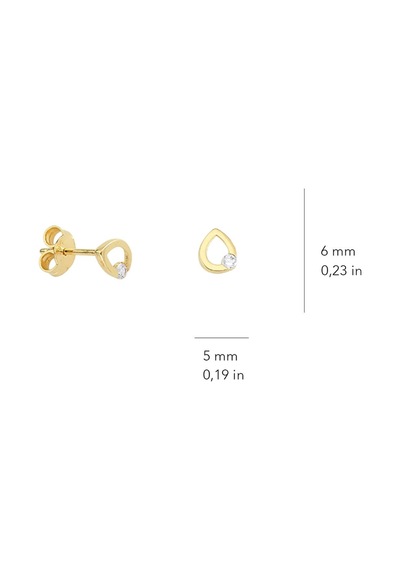 Goldkupe 14 Ayar Altın Damla Tek Taş Küpe 0,75 Gr-4185