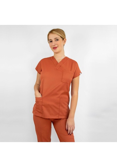 Kiremit Soft Likra Hemşire Hastane Doktor Cerrahi Takım Üniforma Kiremit