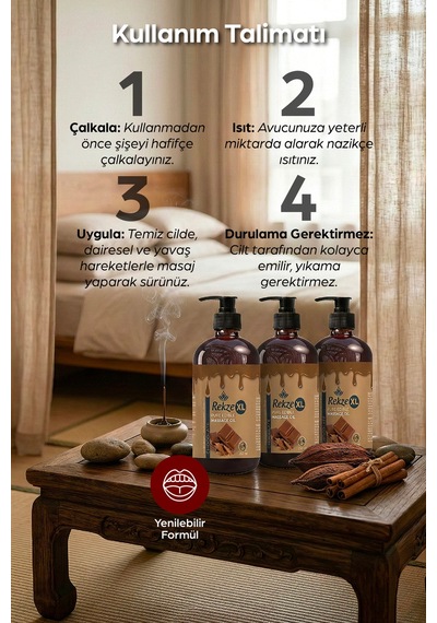 3 Lü Masaj Yağı Seti 250 Ml X 3 Çikolata Aromalı Büyük Boy Vücut Bakım Yağı - 502100486