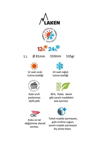 Laken Paslanmaz Çelik THERMO FLASK 1L RED -  LK18100R