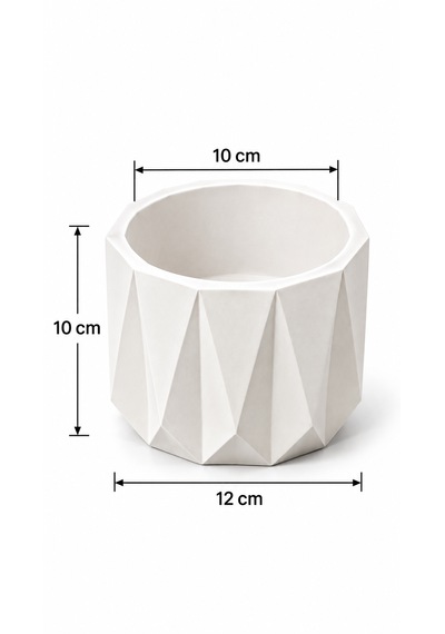 Dekorske Geometrik Saksı Antrasit Gri El Yapımı Dekoratif Saksı 10 Cm Dekoratif Saksı