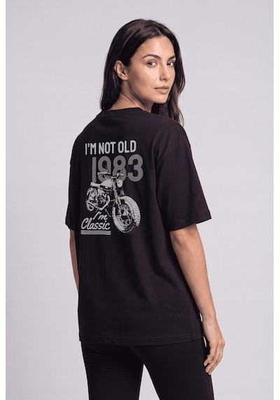 Black Nova Oversize Baskılı Unisex %100 Pamuk T-shirt Old Classic Siyah