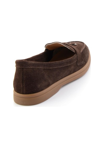Bambi Kahve Hakiki Deri Kadın Loafer Ayakkabı K01045035802 Kahve