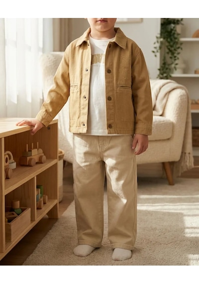 Erkek Çocuk Bej/hardal Gabardin Ceketli Bayramlık 3 Lü Takım - Pantolon Ve Baskılı Tişört Set Hardal Erkek Çocuk Bej/hardal Gabardin Ceketli Bayramlık 3 Lü Takım - Pantolon Ve Baskılı Tişört Set Hardal