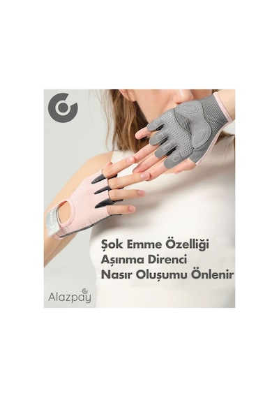 Terletmeyen Yarım Parmak Fitness Yoga Pilates Bisiklet Avuç Içi Kaymaz Silikon Spor Eldiven