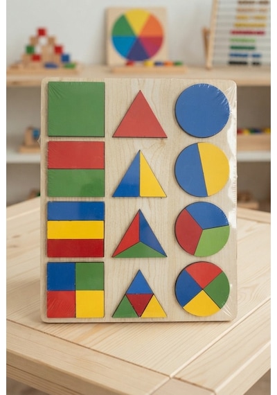 Renkli Şekiller 30 Parça Ahşap Eğitici Zeka Geliştirici Geometrik Şekiller Puzzle